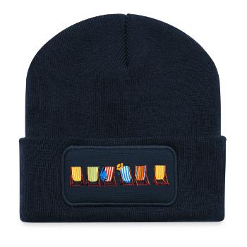 Seaside Holiday Sun Loungers - Recycled Patch Beanie - french navy - Front