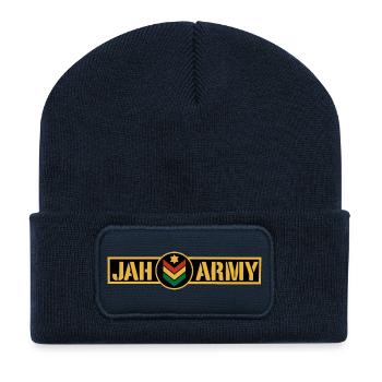 Jah Army Rastafari Rasta Reggae Roots - Recycled Patch Beanie - french navy - Front