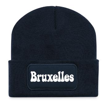 Brüsseler Retro Groovy White - Recycelte Patch Beanie - French Navy - Vorne
