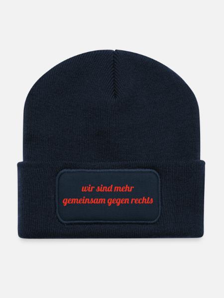 Wir sind mehr - gemeinsam gegen Rechts - Recycelte Patch Beanie - French Navy