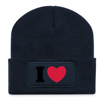 I love - I heart - I Herz - Recycelte Patch Beanie - French Navy - Vorne