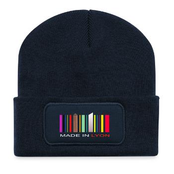 Made in Lyon Blanc - Beanie recyclé à patch - bleu marine - Devant