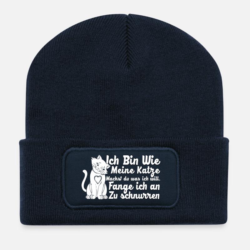 Ich bin wie meine Katze - Recycelte Patch Beanie - French Navy