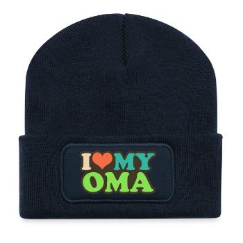 i love my oma - Recycled Patch Beanie - french navy - Front