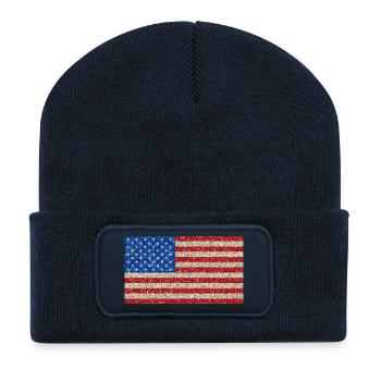 Amerikanische Flagge Fahne USA Patriot Glitzer - Recycelte Patch Beanie - French Navy - Vorne