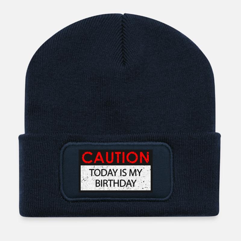 Caution - Birthday (Geburtstag) - Recycelte Patch Beanie - French Navy