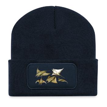 Manta ray Mobula tarapacana - Devil fish - Raie - Recycled Patch Beanie - french navy - Front