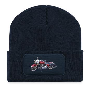 moto - Beanie recyclé à patch - bleu marine - Devant