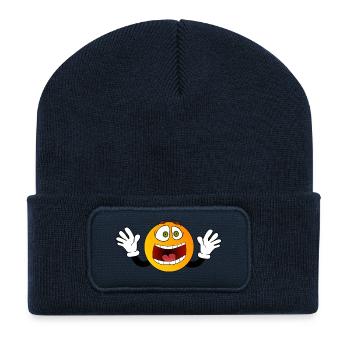 Smilie - Recycelte Patch Beanie - French Navy - Vorne