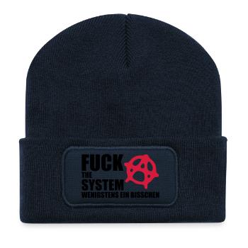 fuck_the_system_2 - Recycelte Patch Beanie - French Navy - Vorne