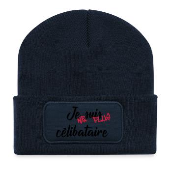 celibataire - Beanie recyclé à patch - bleu marine - Devant