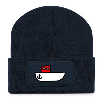 bateau à moteur - Beanie recyclé à patch - bleu marine - Devant