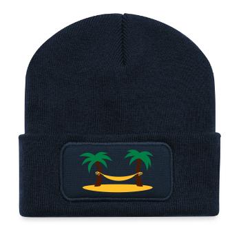 island_palms_and_hammock - Recycelte Patch Beanie - French Navy - Vorne