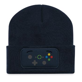 Manette de jeux vidéo 3 - Beanie recyclé à patch - bleu marine - Devant