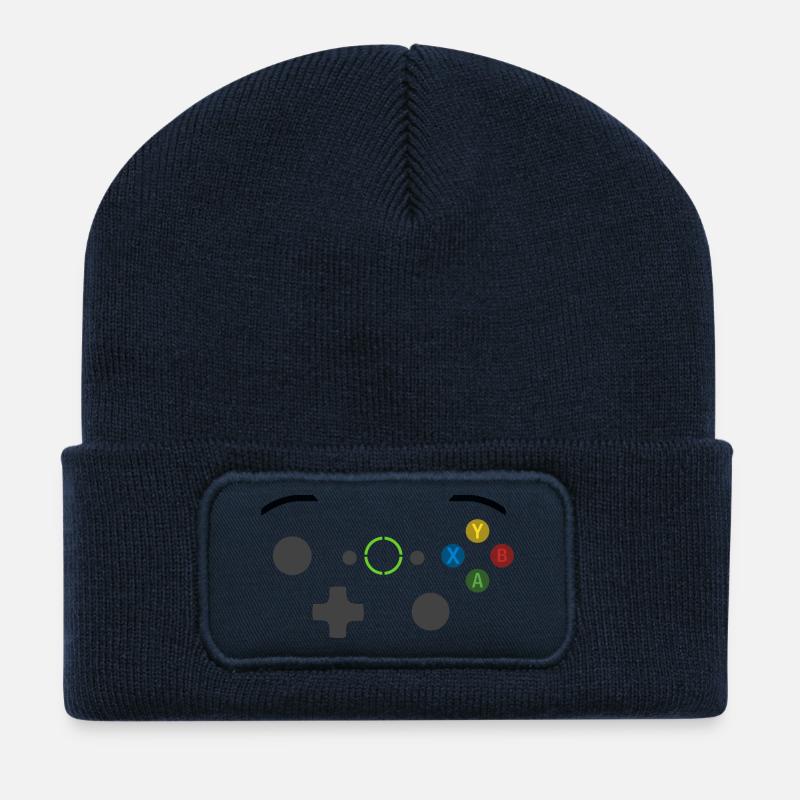 Manette de jeux vidéo 3 - Beanie recyclé à patch - bleu marine
