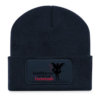 I resolve conflicts usually with fairy dust - Recycled Patch Beanie - french navy - Front