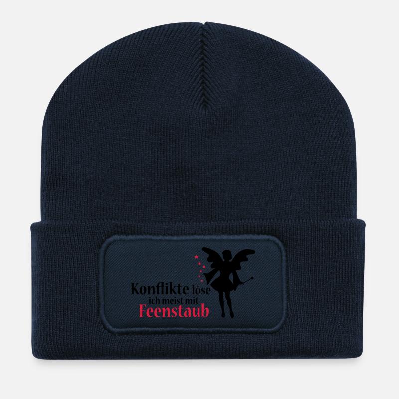 Konflikte löse ich meist mit Feenstaub (Spruch und - Recycelte Patch Beanie - French Navy