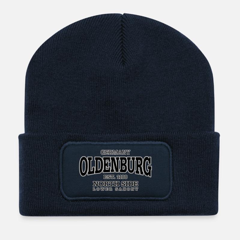Oldenburg (noir) - Beanie recyclé à patch - bleu marine