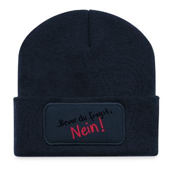 bevor_du_fragst_nein__f2 - Recycelte Patch Beanie - French Navy - Vorne