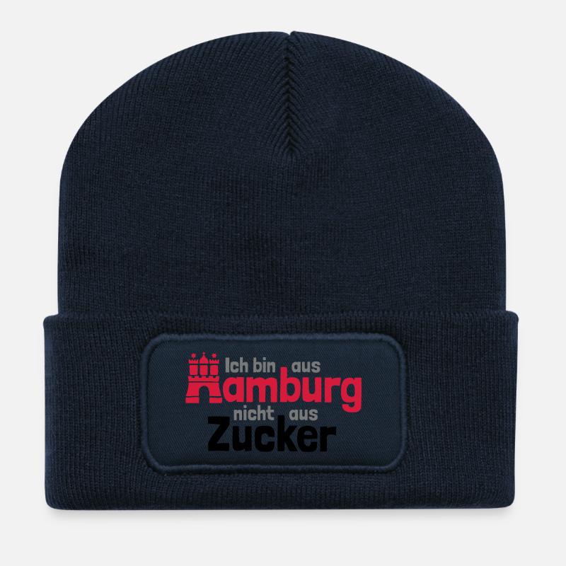 Je suis de Hambourg - Beanie recyclé à patch - bleu marine