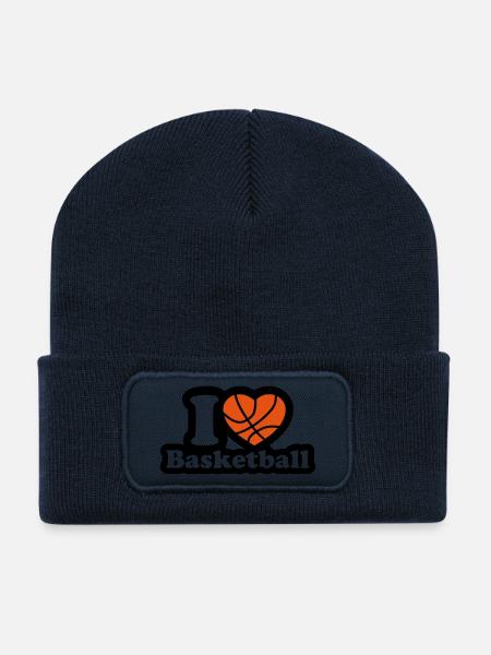 I love basketball - Ich liebe Basketball - Recycelte Patch Beanie - French Navy