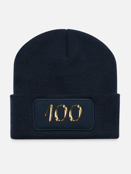 100 Jahre Gold 100. Geburtstag Jubilar Jubiläum - Recycelte Patch Beanie - French Navy