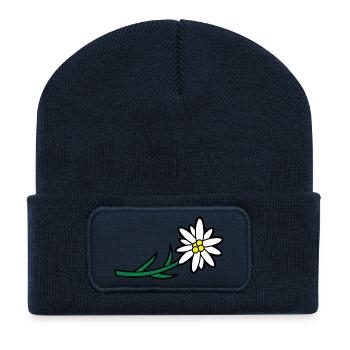 Blumen und Kräuter: Edelweiss - Recycelte Patch Beanie - French Navy - Vorne