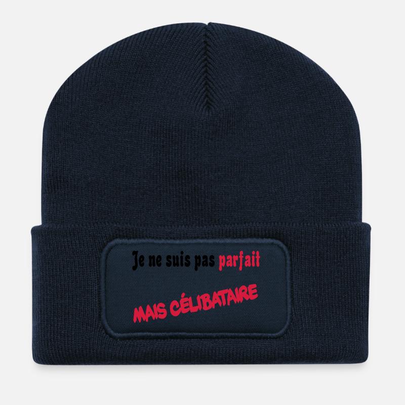 Je ne suis pas parfait mais celibataire - Recycelte Patch Beanie - French Navy