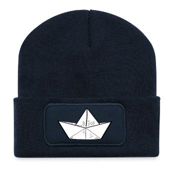 Paper Ship Boat - Recycled Patch Beanie - french navy - Front
