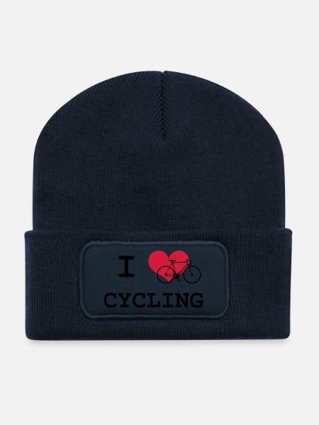 I Love Cycling - Recycled Patch Beanie - french navy