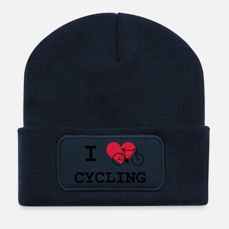 I Love Cycling - Recycled Patch Beanie - french navy