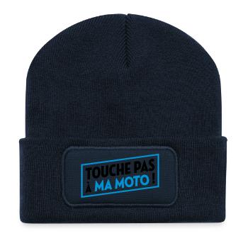 Moto / Motard / Motarde / Biker / Stunt / Cross - Beanie recyclé à patch - bleu marine - Devant