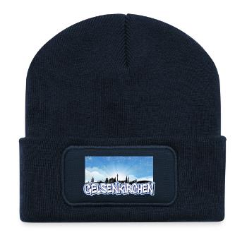 Gelsenkirchen Skyline - Recycelte Patch Beanie - French Navy - Vorne