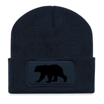 bear silhouette - Recycelte Patch Beanie - French Navy - Vorne