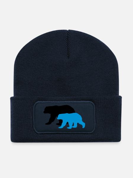 bears silhouettes - Recycelte Patch Beanie - French Navy
