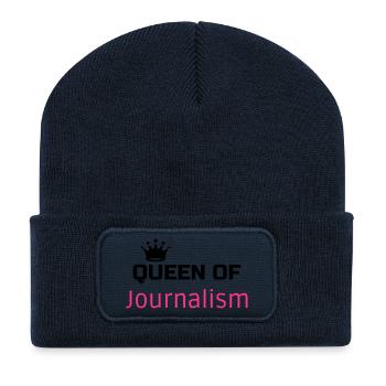 Journalist / Journalismus / Zeitung / Reporter - Recycelte Patch Beanie - French Navy - Vorne