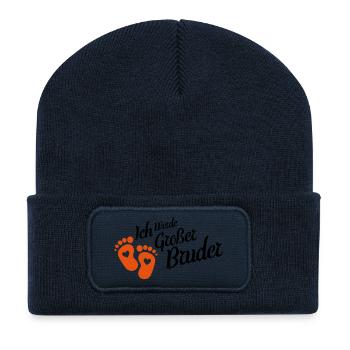 ich werde grosser bruder - Recycelte Patch Beanie - French Navy - Vorne