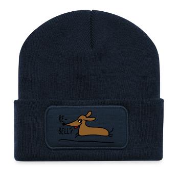 Teckel rebelle - Beanie recyclé à patch - bleu marine - Devant
