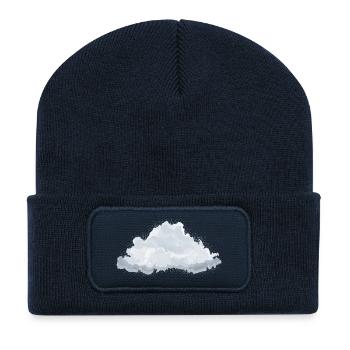 nuage blanc moelleux dessiné unique - Beanie recyclé à patch - bleu marine - Devant