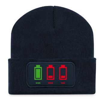 Batterie Famille Trio - Beanie recyclé à patch - bleu marine - Devant