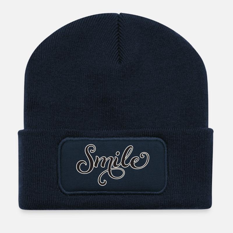 Lächelnder Script-Schriftzug Smile - Recycelte Patch Beanie - French Navy