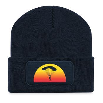 Saut en parachute aventureux au coucher du soleil - Beanie recyclé à patch - bleu marine - Devant