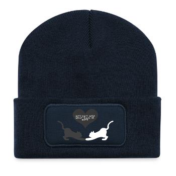 Black and white, kluge sprüche, Katzen Motiv - Recycelte Patch Beanie - French Navy - Vorne