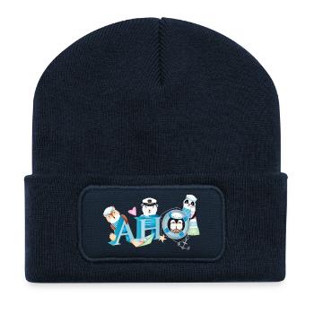 animaux mignons en haute mer avec salutation du marin - Beanie recyclé à patch - bleu marine - Devant