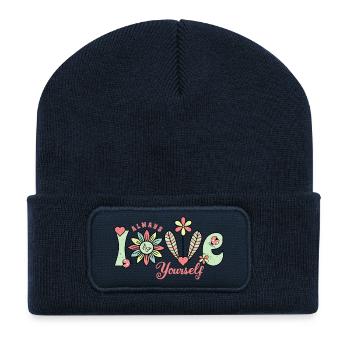 Aimez-vous toujours - Mignon été floral - Beanie recyclé à patch - bleu marine - Devant