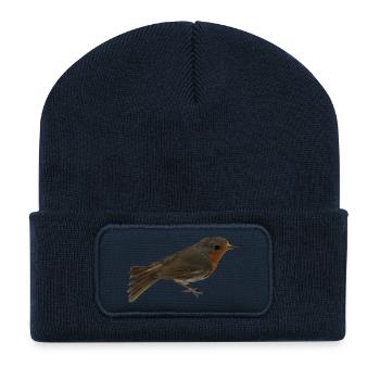 Rotkehlchen - Recycelte Patch Beanie - French Navy - Vorne
