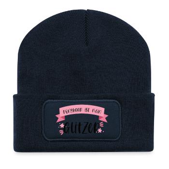 Pony Reiten Glitzer Ponyhaar Pferde Geschenk - Recycelte Patch Beanie - French Navy - Vorne