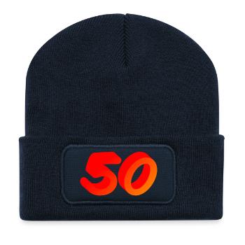jahre alt, 50 leuchtende Farbe, gratulieren - Recycelte Patch Beanie - French Navy - Vorne