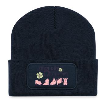 Sauviel Glück im neuen Jahr ! - Recycelte Patch Beanie - French Navy - Vorne