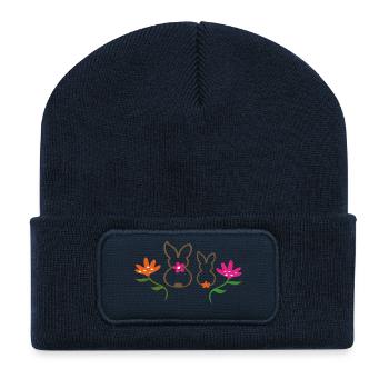 frohe Ostern - Recycelte Patch Beanie - French Navy - Vorne